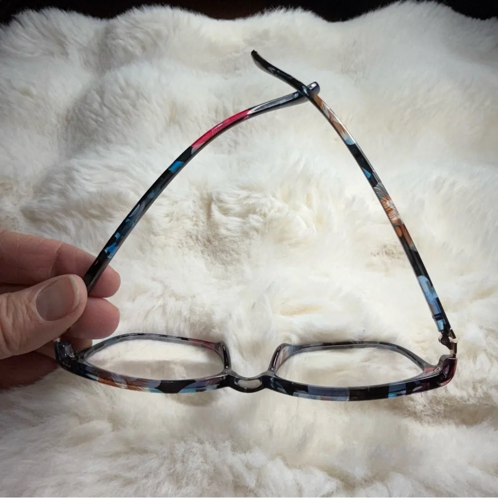 LA-Nola 52-18-140 Multicolor Floral Rectangular Eyeglass Frames C8 AA